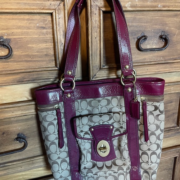 Coach Purse, Wallet & Coin Purse with Monogram Pattern and Leather Trim - Picture 1 of 11